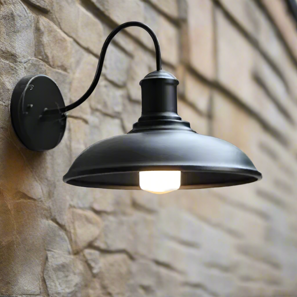 Vintage Industriële IJzeren Kom Buiten Wandlamp LED 1-Licht