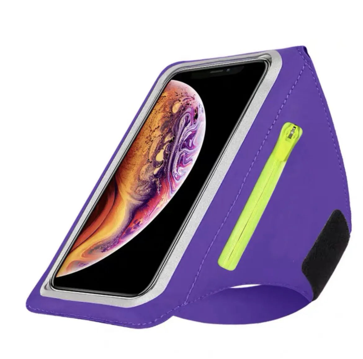 Verstelbare Hardloop Telefoonhouder met Oordopjes Compartment – Geschikt voor Armomvang van 26-42 cm, Compatibel met iPhone en Galaxy