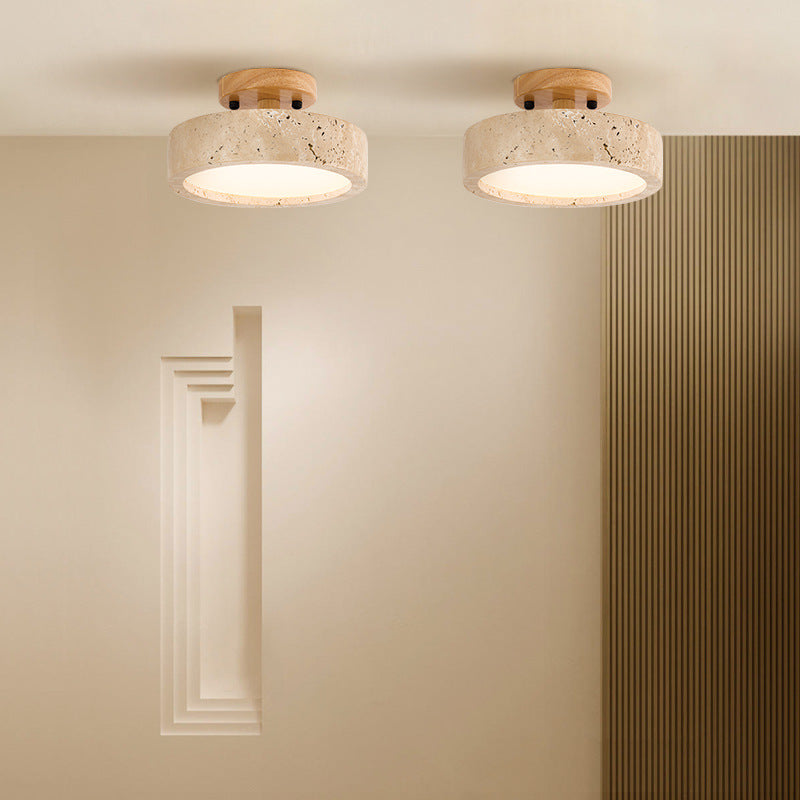 Moderne Minimalistische Travertin Ronde LED Plafondlamp 1-Lamp