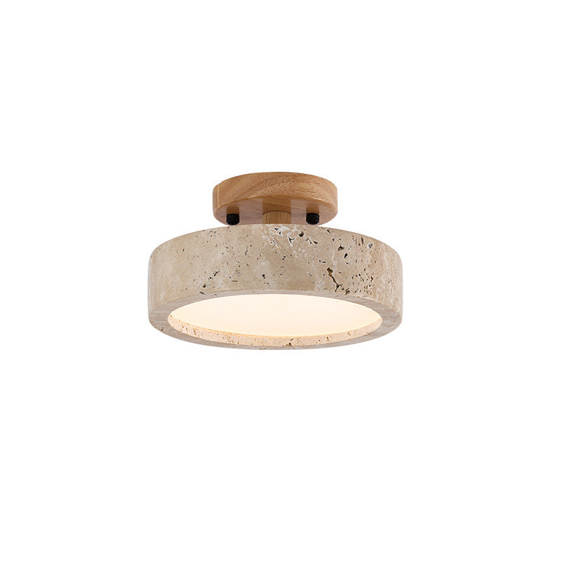 Moderne Minimalistische Travertin Ronde LED Plafondlamp 1-Lamp