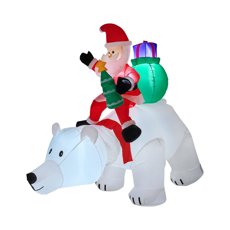 Opblaasbare Kerstman op IJsbeer met LED-verlichting – Kerstdecoratie voor Buiten