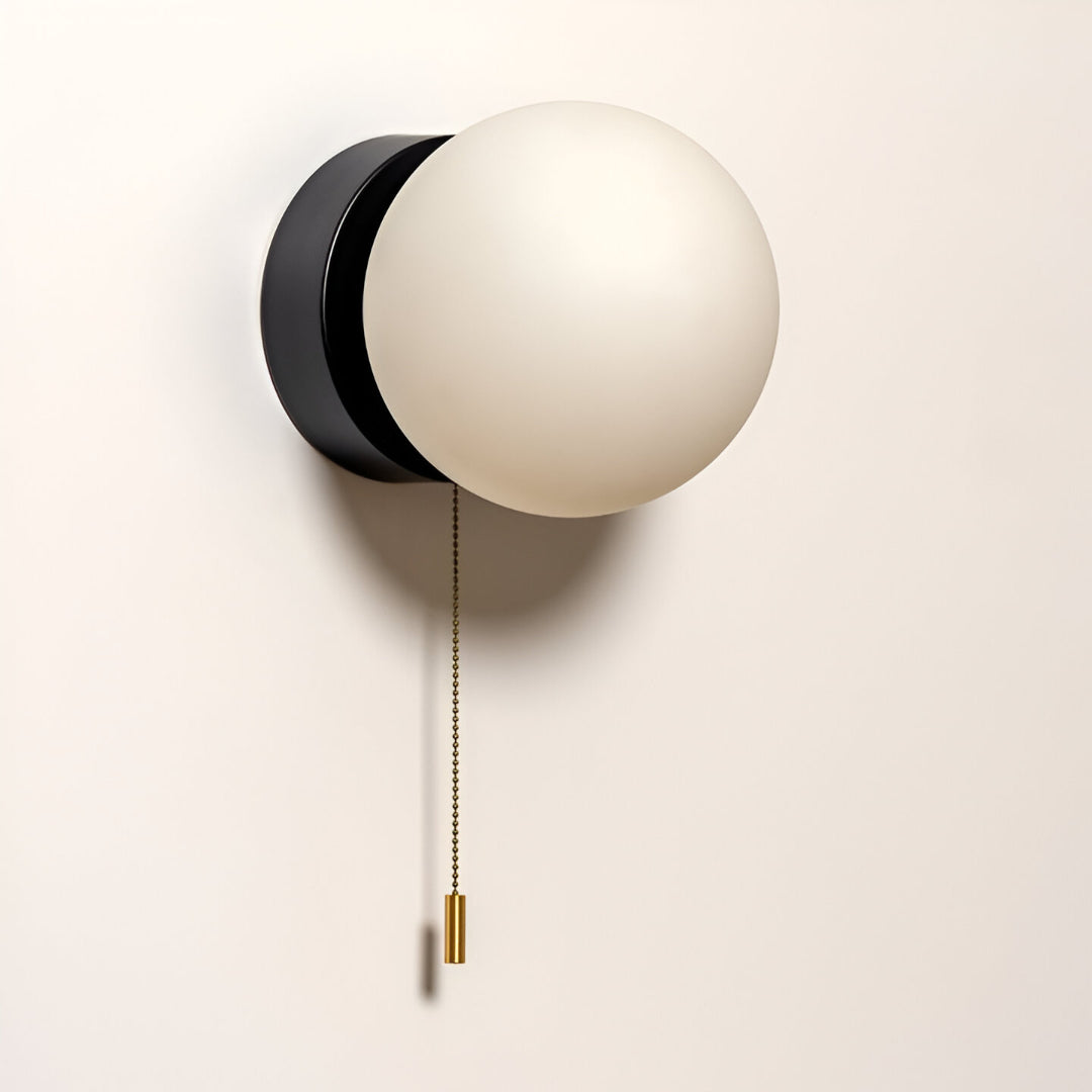 Nordic Minimalist Glas Globe Wandlamp LED 1-Licht met Trekschakelaar