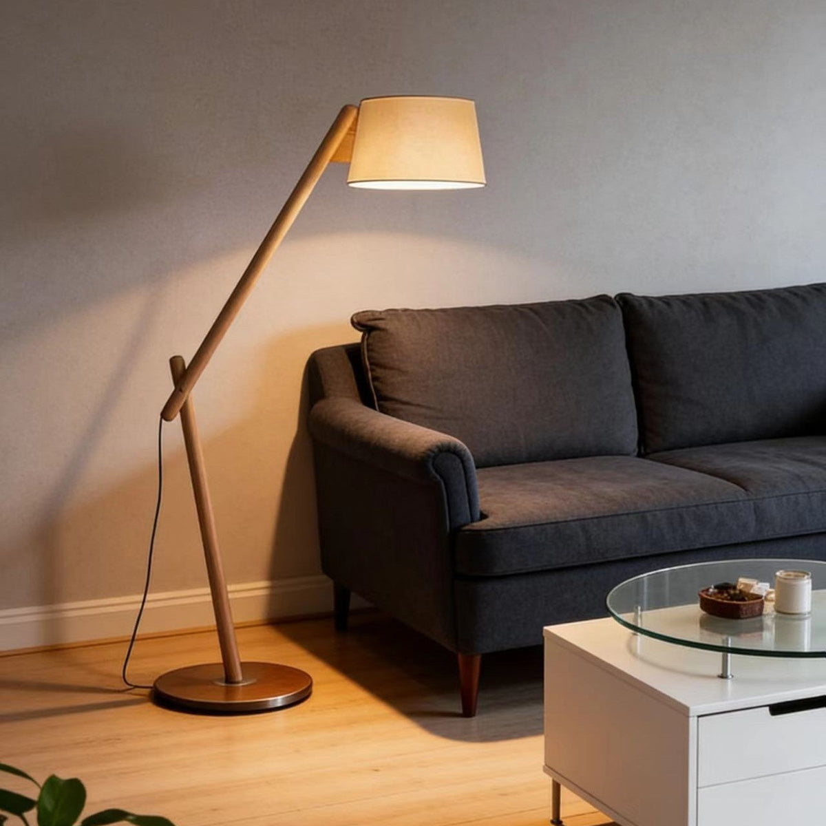 Verstelbare Booglamp – Moderne Vloerlamp met Gebogen Design