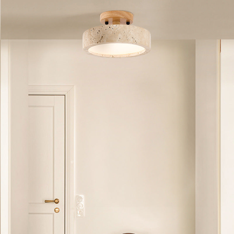 Moderne Minimalistische Travertin Ronde LED Plafondlamp 1-Lamp