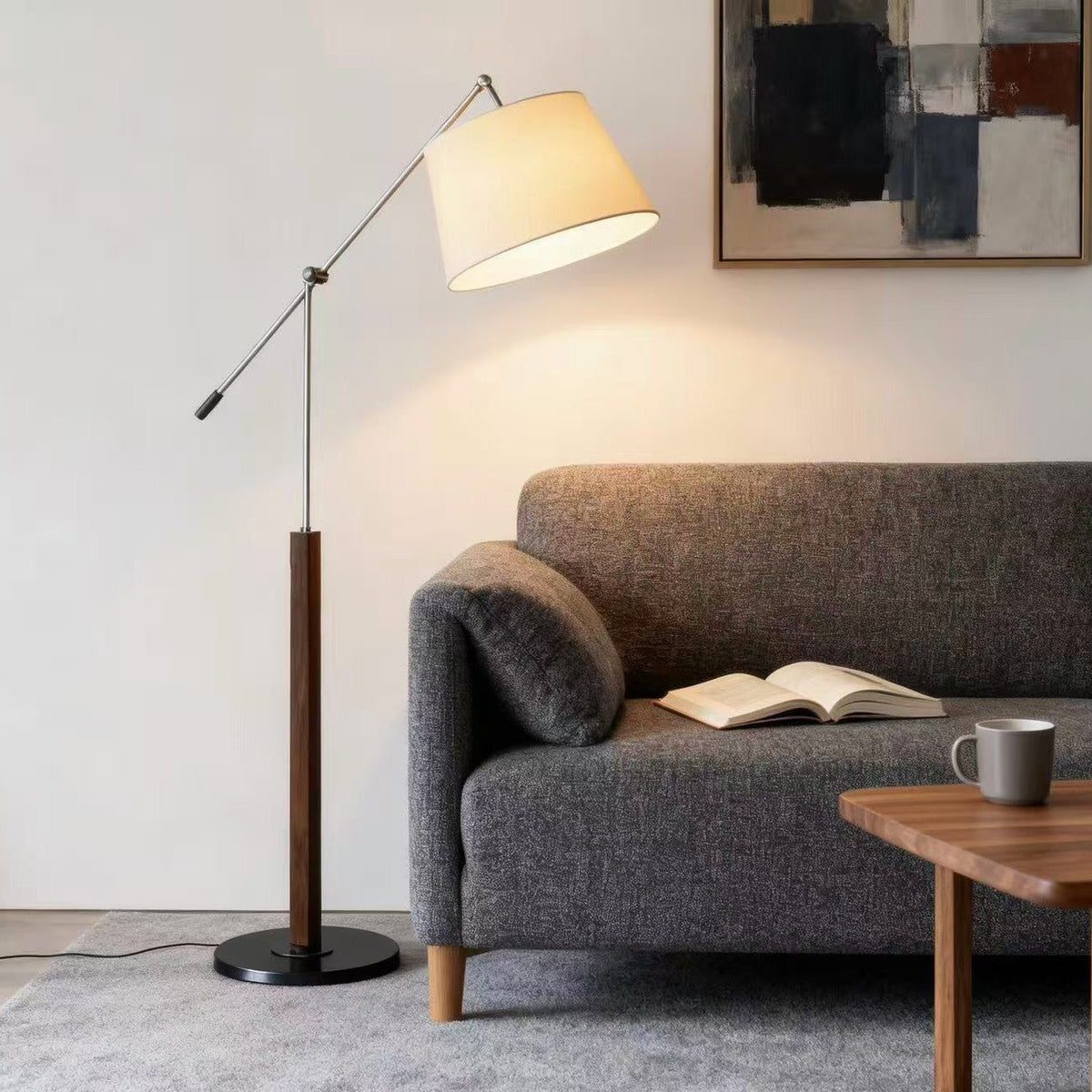 Verstelbare Vloerlamp met Draaibare Arm – Functionele Designlamp