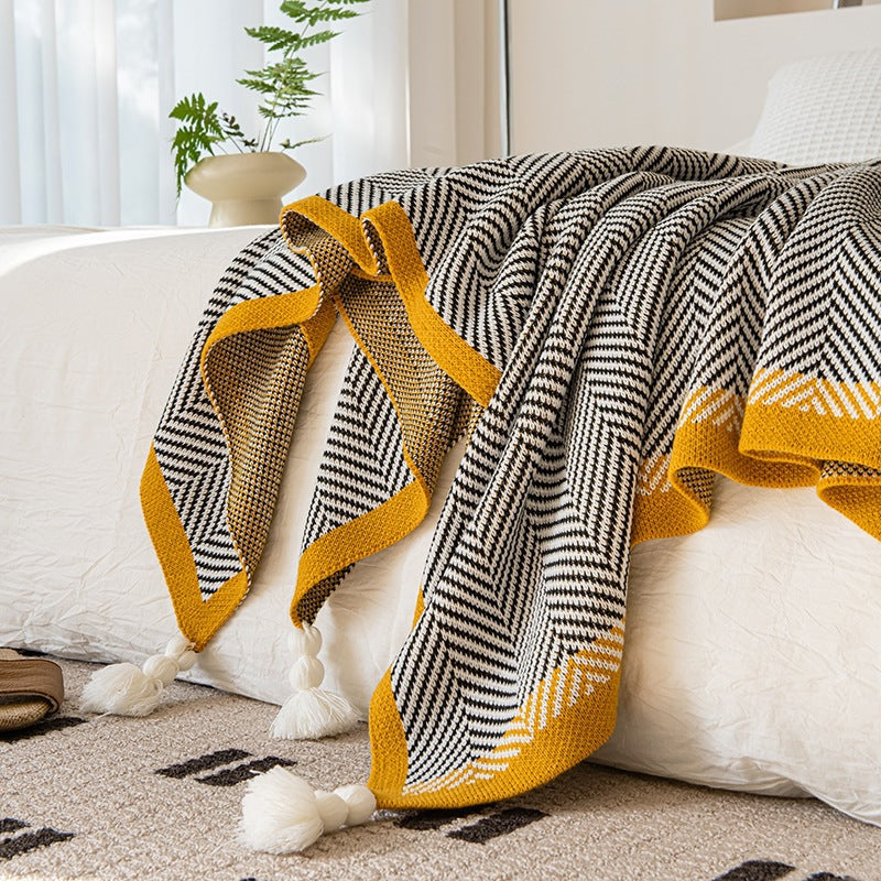 Gebreide Plaid Deken met Franjes – Decoratieve Bankdeken