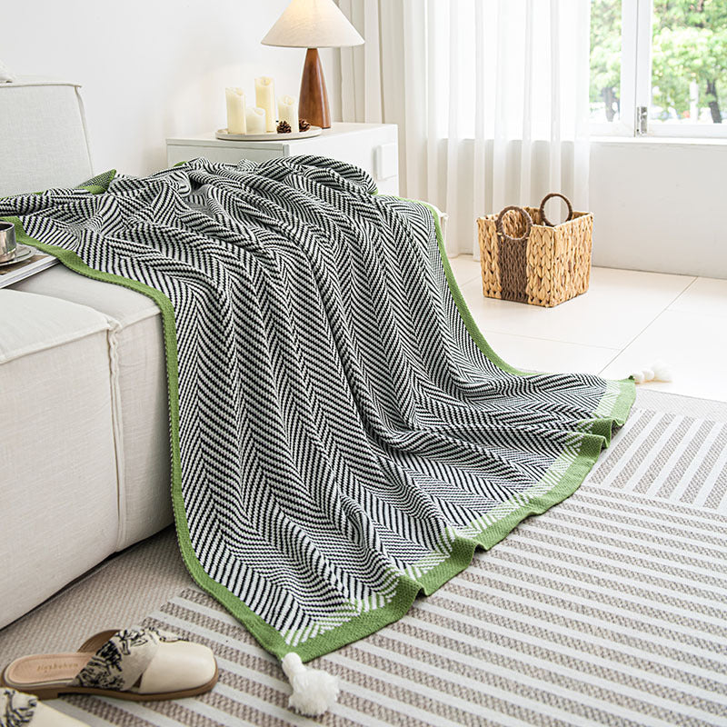 Gebreide Plaid Deken met Franjes – Decoratieve Bankdeken