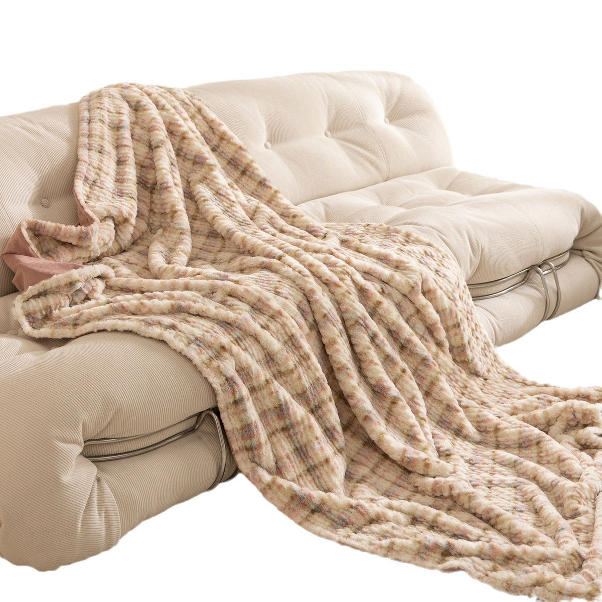 Luxe Faux Fur Plaid met Golvende Textuur – Zachte Bontdeken met Microvezel Achterkant