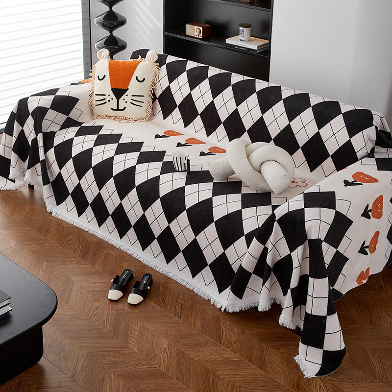 Geruite Bankdeken – Zachte Decoratieve Plaid voor Bank en Bed