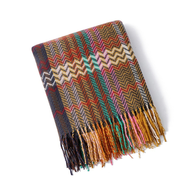 Geweven Plaid Deken met Franjes – Decoratieve Bankdeken
