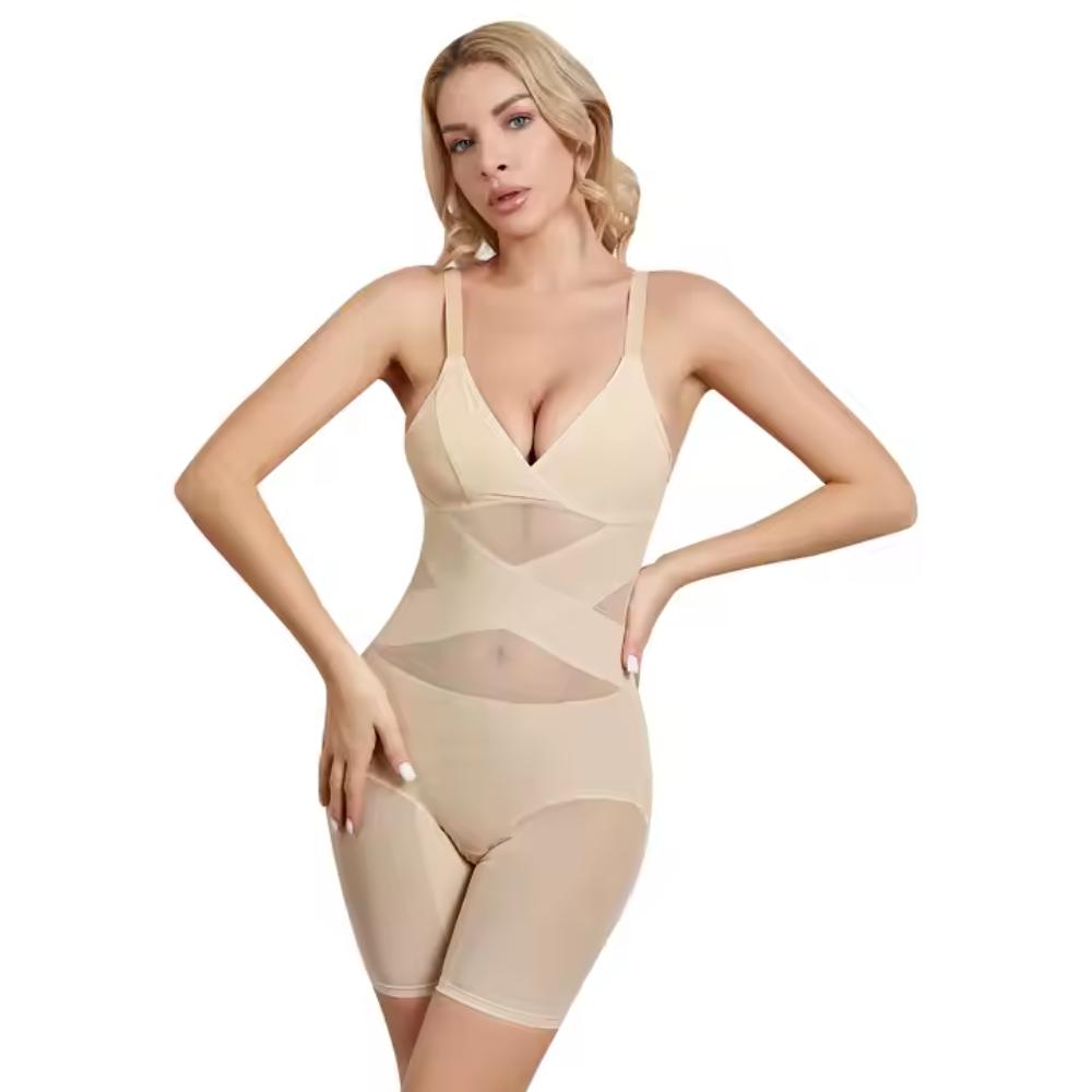 Premium Lichaamsvormer - Open Kruis Buikcontrole Bodysuit voor Vormgeving en Lift