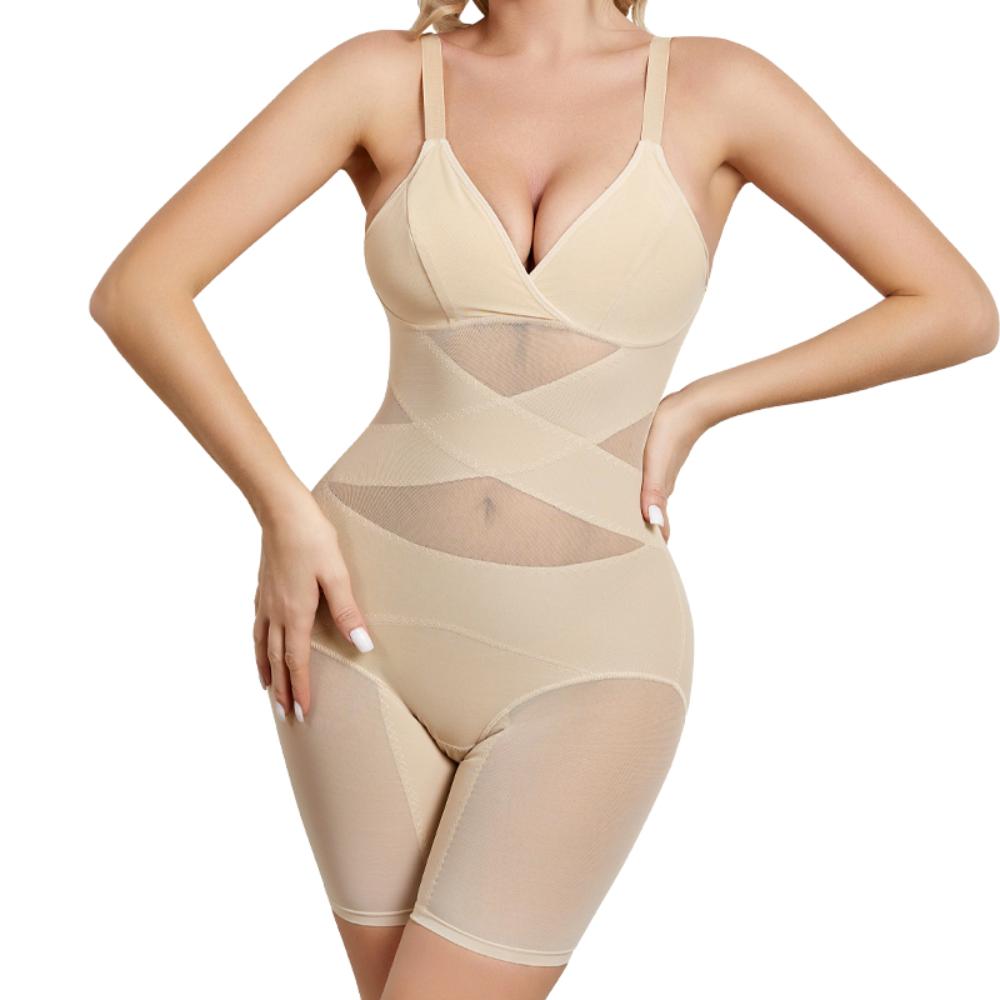 Premium Lichaamsvormer - Open Kruis Buikcontrole Bodysuit voor Vormgeving en Lift