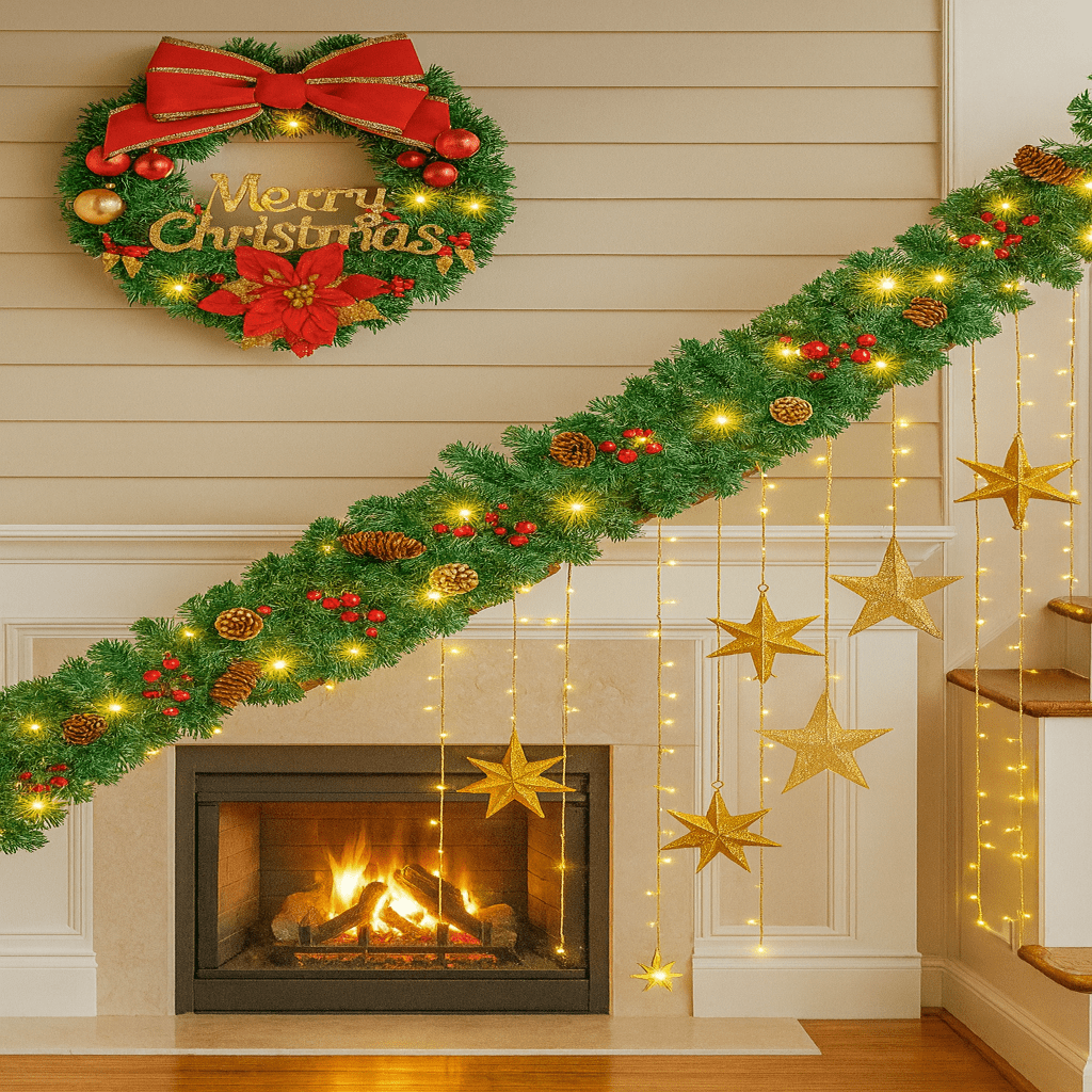 Kerstguirlande met 50 LED's en Timer – Verlichte Kerstdecoratie