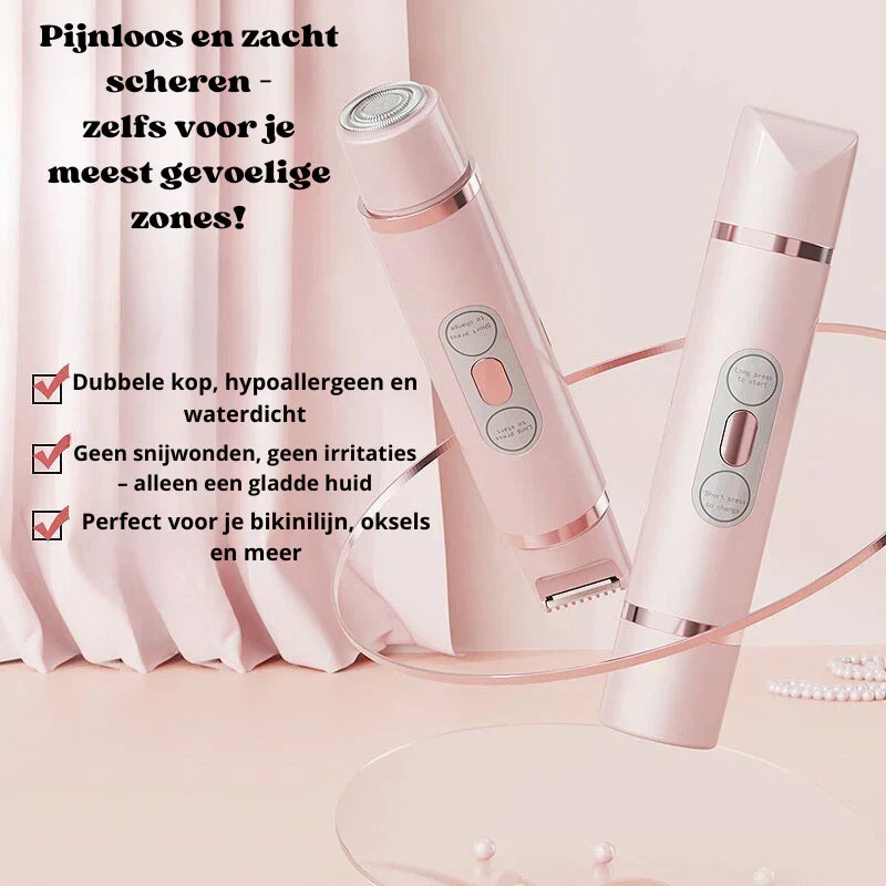 Dames Pijnloze Scheerapparaat – Elektrische Ontharingsshaver voor Gezicht, Oksels en Bikinilijn