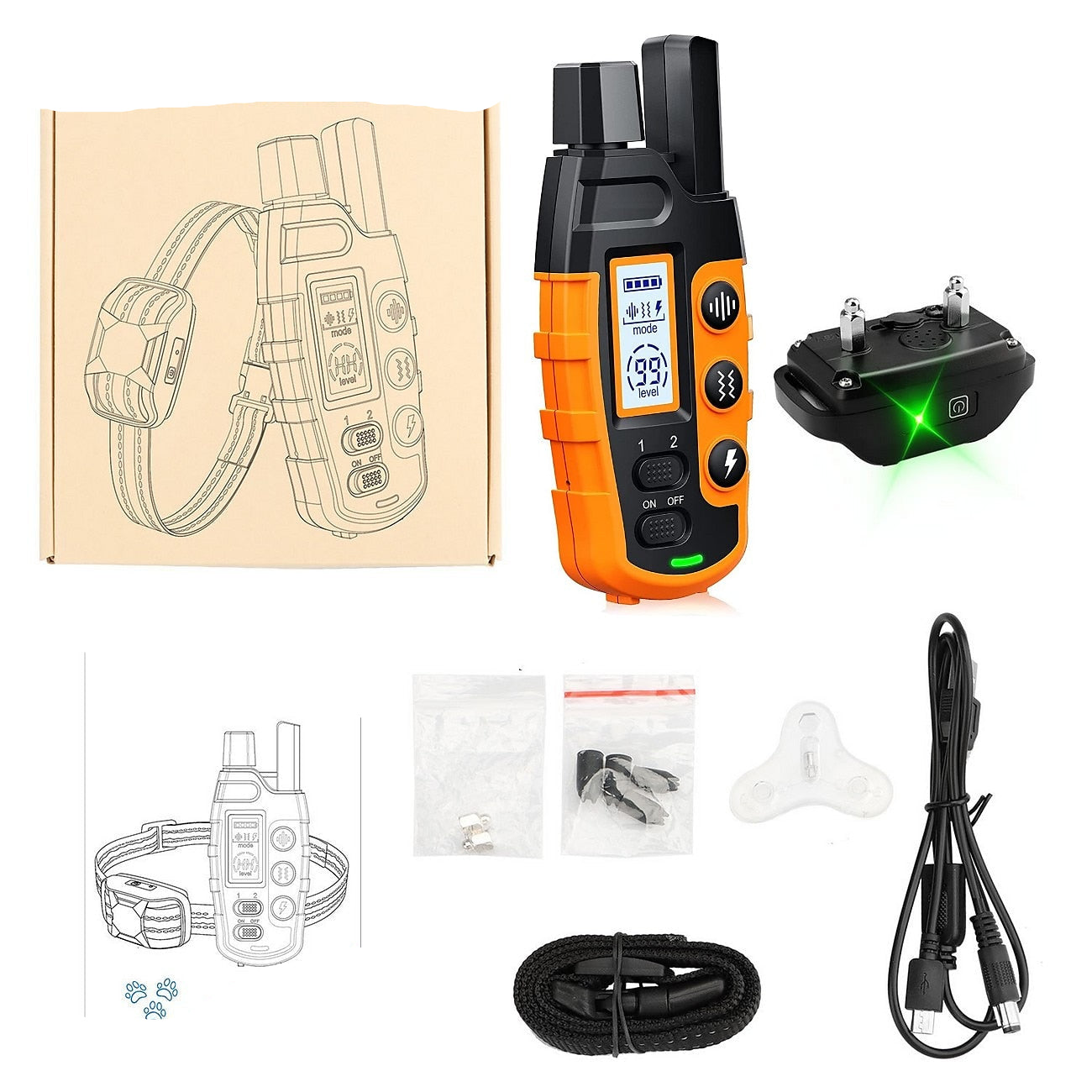 Premium 1000m Honden Trainingshalsband met Afstandsbediening - Waterdicht, Oplaadbare E-halsband voor alle honden groottes