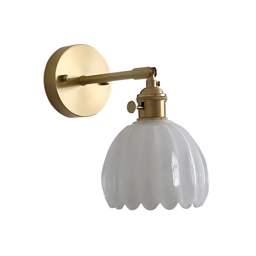 Vintage Messing Tulpen Glas Wandlamp 1-Licht