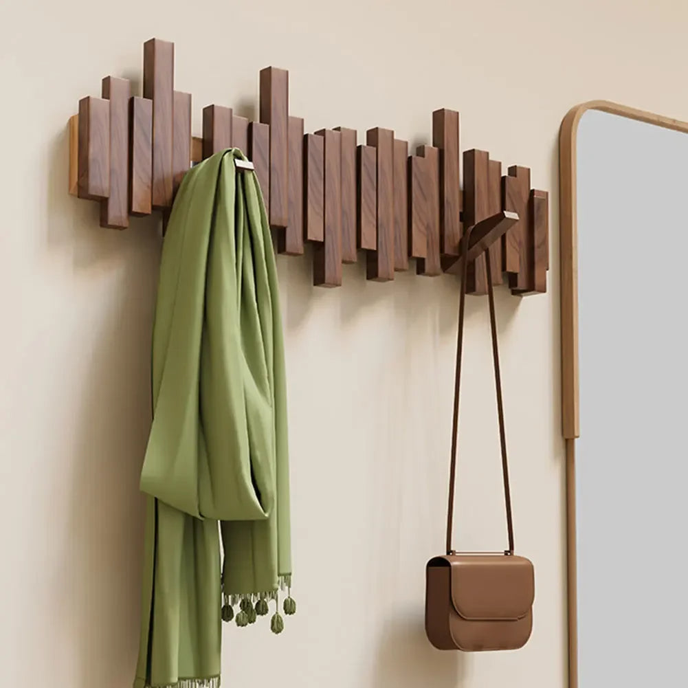 Moderne houten kapstok met klaphaak – Wandorganisator voor de entree