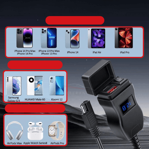 LuxCharge Elite Duo | Luxe dual USB oplader voor motorfietsen