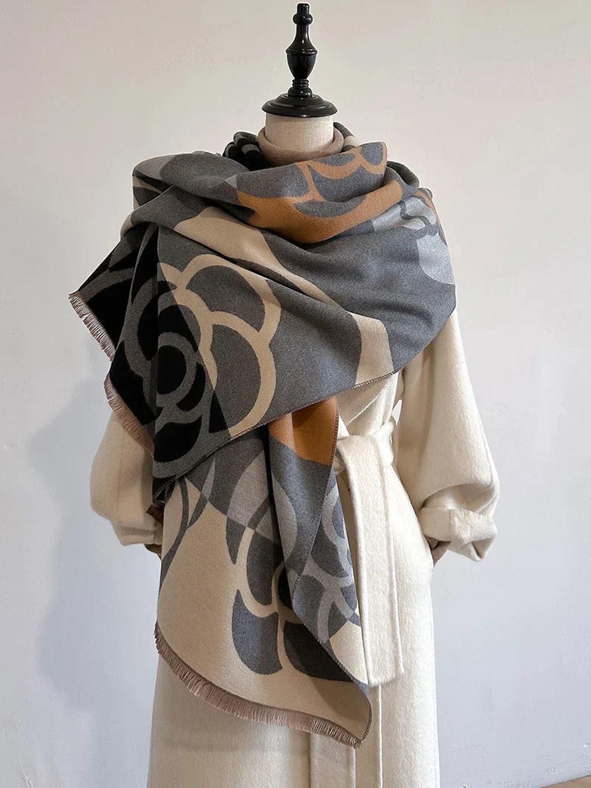 Reversibele Bedrukte Kasjmier Sjaal – Elegant en Warm