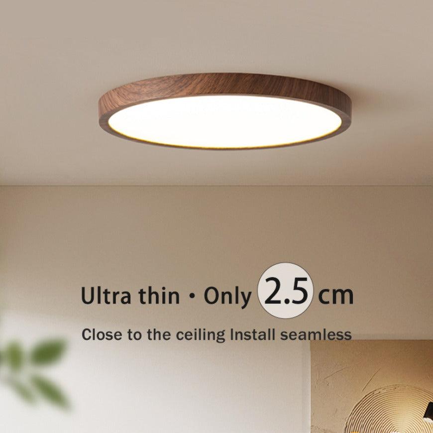 Moderne Circulaire Plafondlamp met Verstelbare LED Verlichting in Warm Walnootkleur voor Woonkamer en Slaapkamer