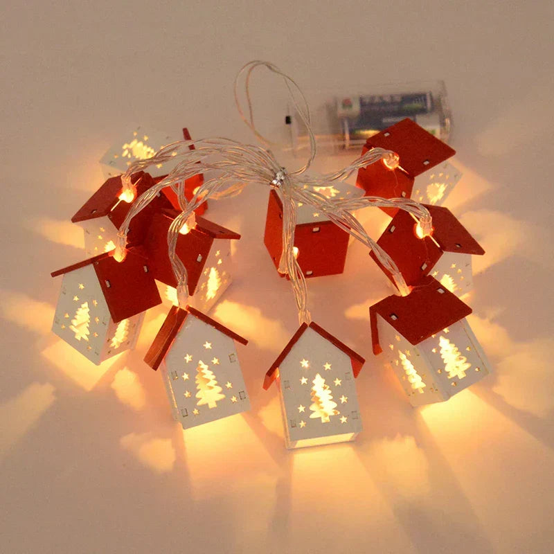 Houten Kersthuisjes met LED Kerstverlichting – Decoratieve Kerstdecoratie