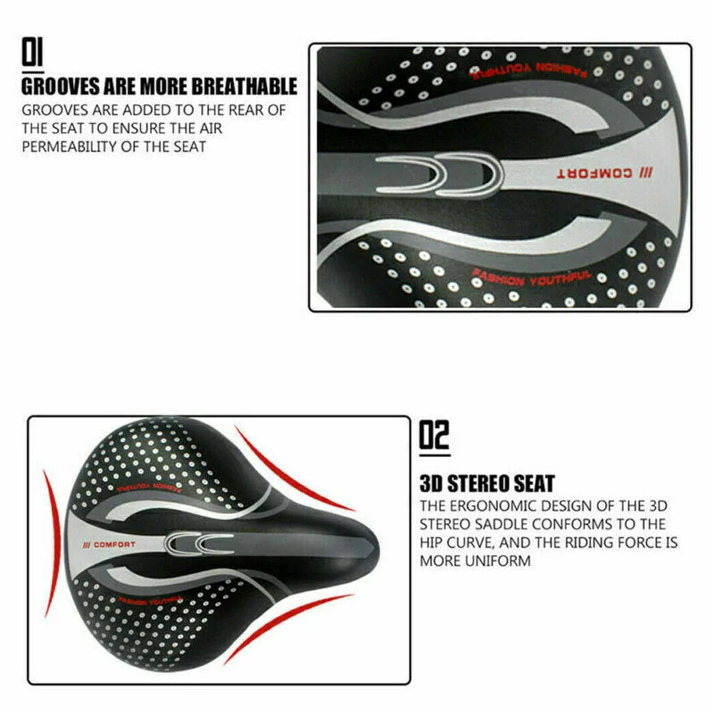 Extra Brede Comfort Fiets Zadels met Schokabsorptie - PU Leren Kussen voor Lange Afstand Fietsen