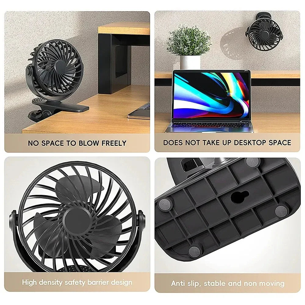 FlexiBreeze USB Ventilator | Draaibaar, draagbaar met 3 snelheden en nachtlampje