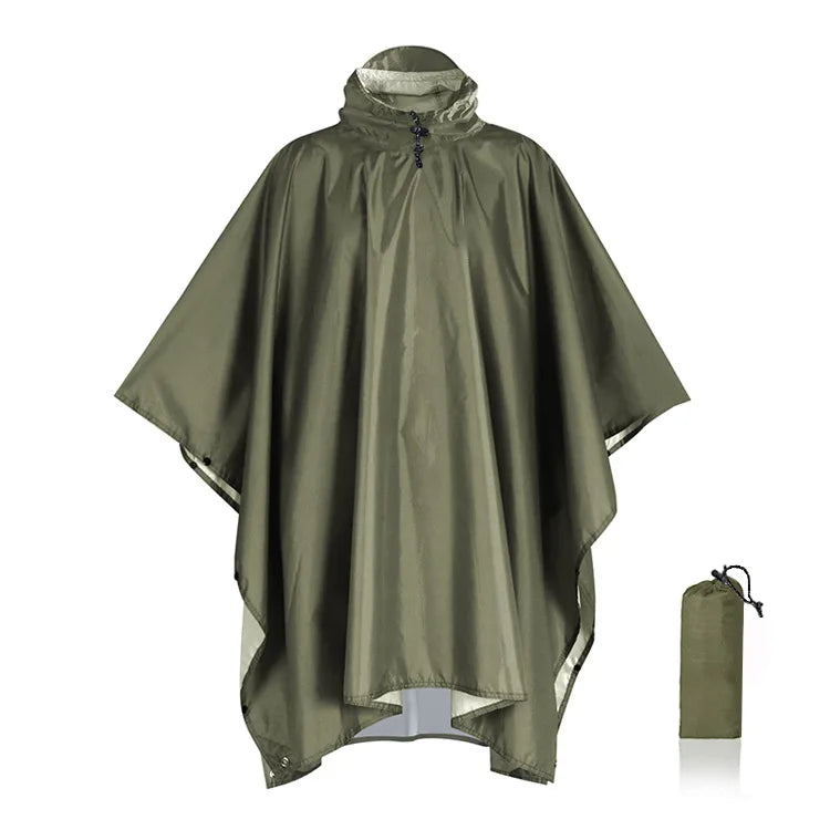 3-in-1 Buiten Militair Regenmantel - Met Kapuze, waterdichte Regenponcho met Mouwen, Motor Regenbedekking, ideaal voor Kamperen, Wandelen en Reizen