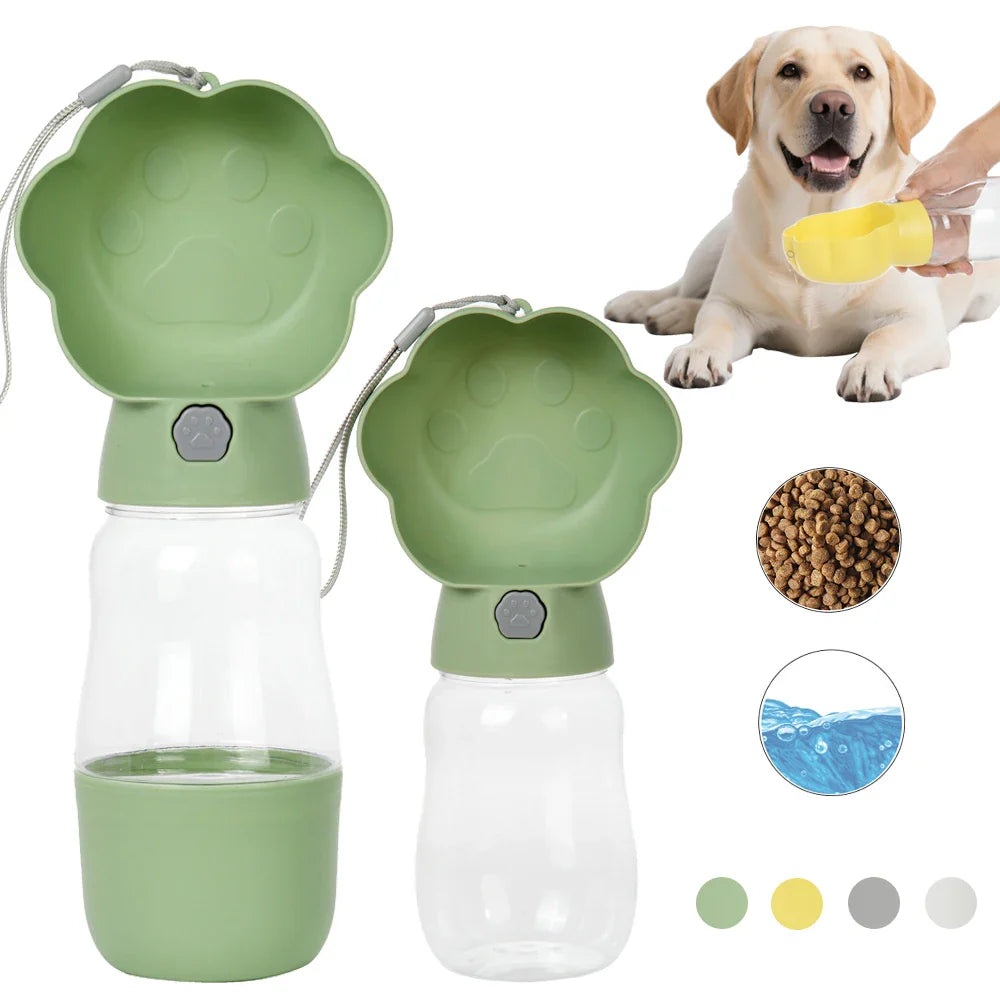 PetGo DuoBottle | 2-in-1 Hondenfles & Voedselopslag | Lekvrij & Draagbaar | Voor Onderweg, Wandelen & Reizen