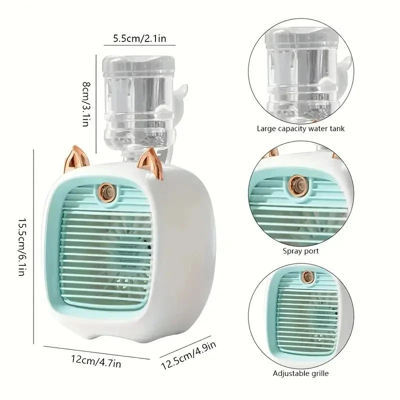 USB Mini Airconditioning Ventilator met Luchtbevochtiger voor Desktop Koeling