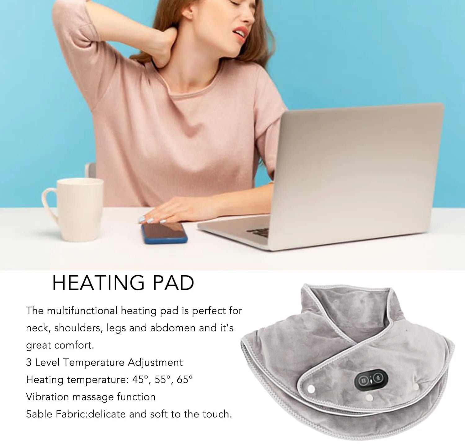 Warmte Nek en Schoudermassager USB Verwarmingskussen met Vibratie