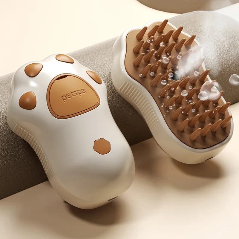 Kattenborstel GroomiSoft 3in1 | Massage-, Bad- & Verzorgingskam | Zachte Siliconen Borstels | In Roze of Bruin