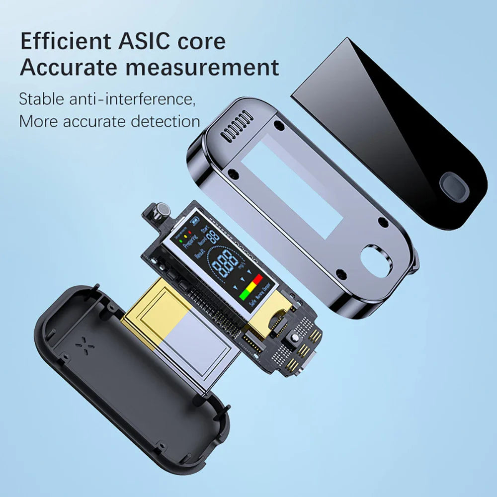 Compact Digitale Alcoholblaastester Sleutelhanger met LCD-scherm – USB Oplaadbare Alcoholtester voor Nauwkeurige Metingen