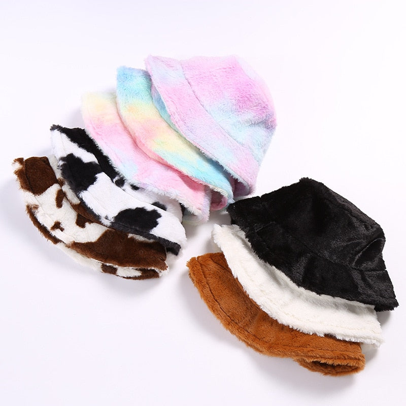 Fluweelzachte Wintermuts Luxe Pluche – Warme Unisex Bucket Hat voor Koude Dagen