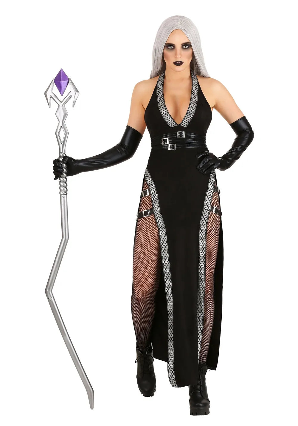 Vrouwen Gothic Halloween Kostuum | Lange Splits Mesh