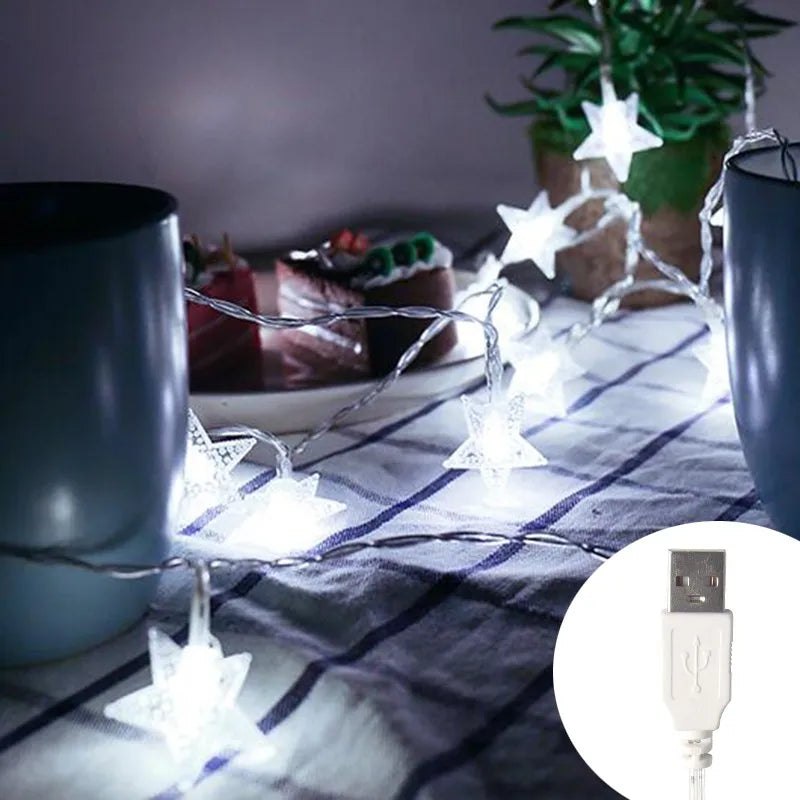 Sterren LED Kerstverlichting – Decoratieve Lichtslinger voor Binnen en Buiten