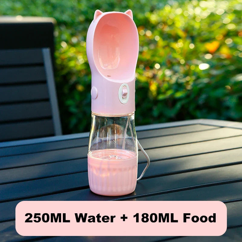 PetHydra Duo Honden Drinkfles met Voederbak | 2-in-1 Outdoor Dispenser | Voor Kleine & Grote Honden & Katten