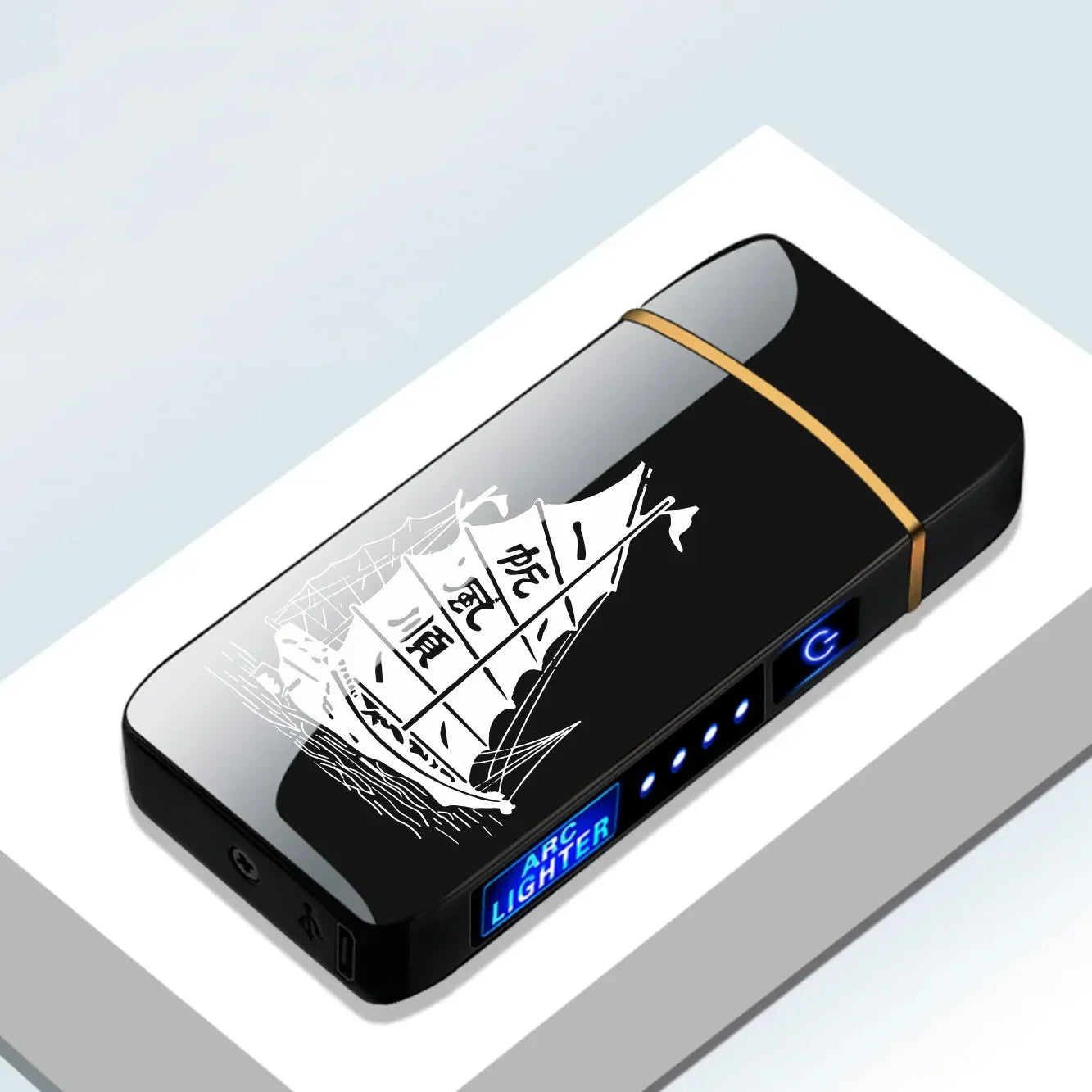 Oplaadbare USB Plasma Aansteker met Winddichte Dubbele Boogvlam – Stijlvol Metaalontwerp voor Binnen- en Buitengebruik