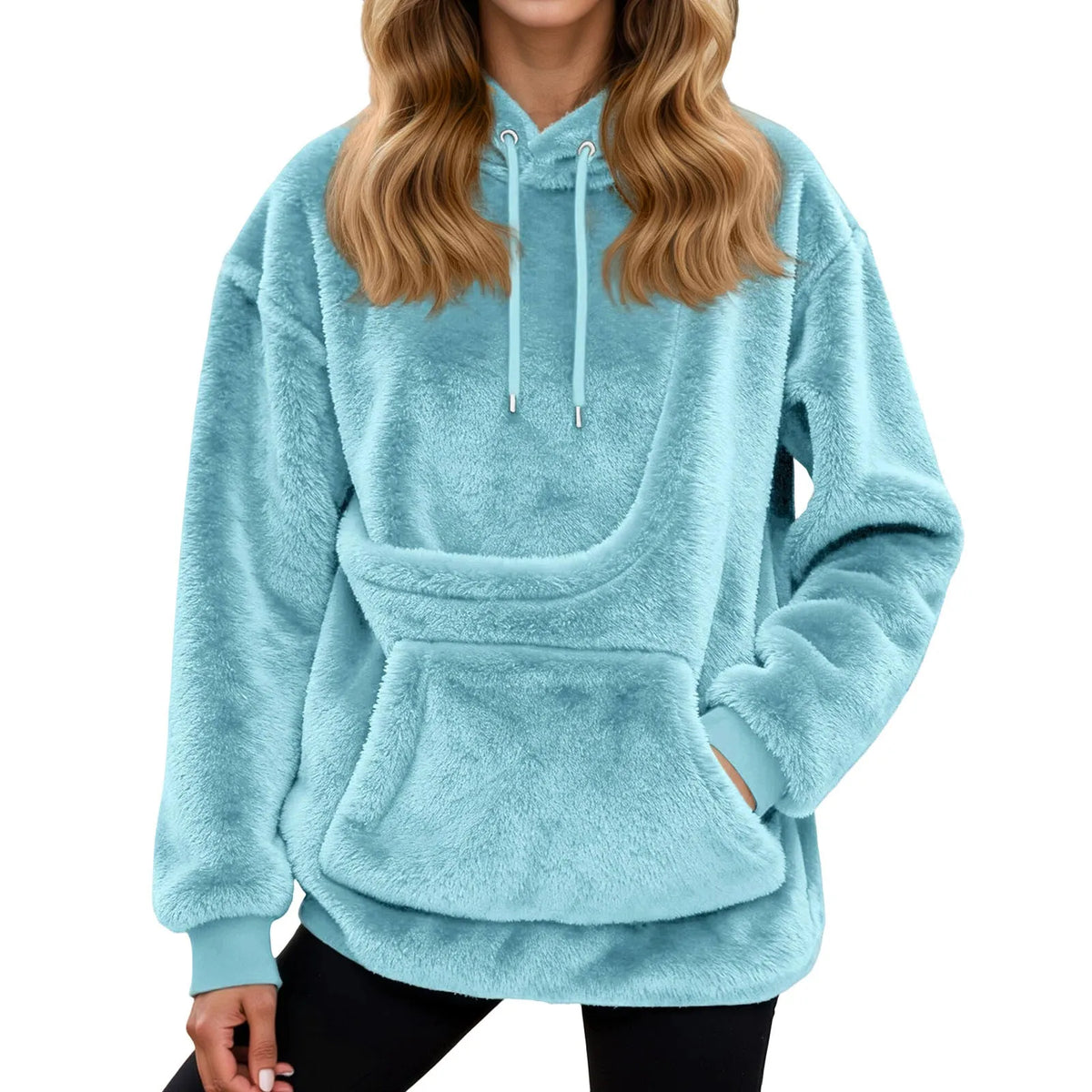 Oversized Fleece Hoodie met Kangoeroezak – Warme Damestrui voor Thuis