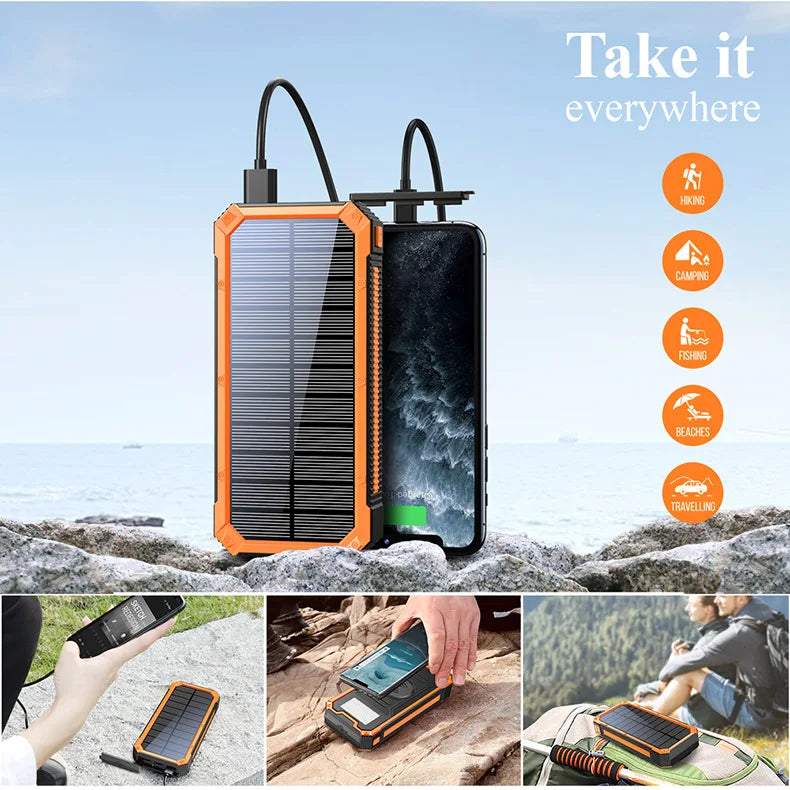 LuxuraVolt Draagbare Zonne Draadloze PowerBank | Duurzame energie voor onderweg en gemak