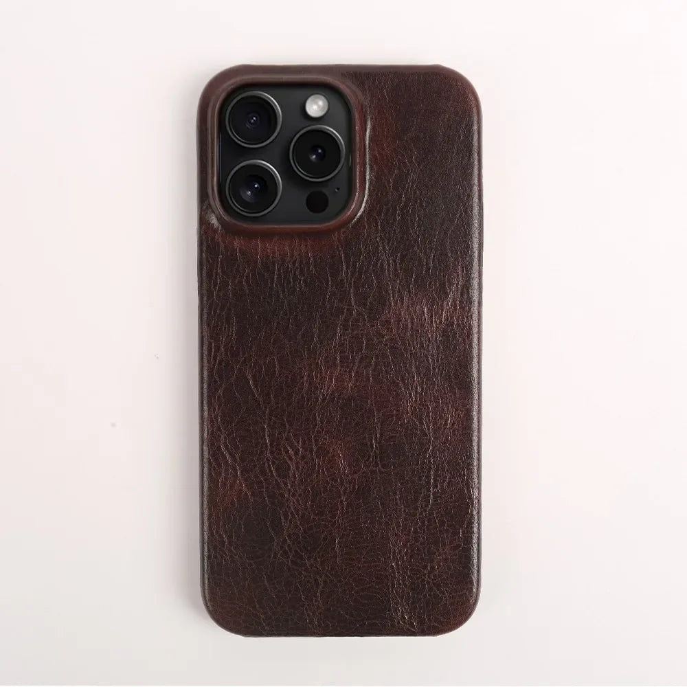 Crownline Handgemaakte iPhone Hoes Van Echte Runderleer