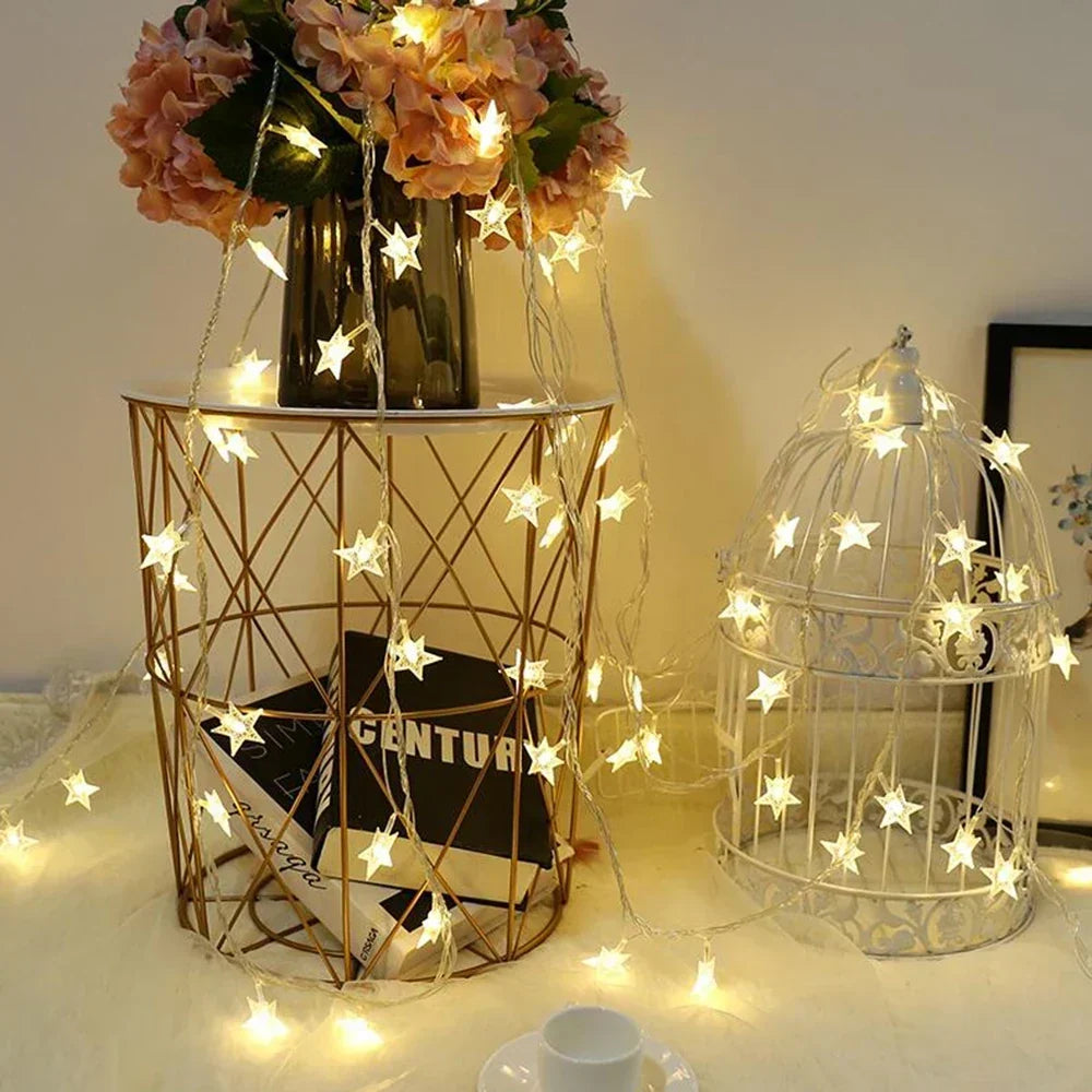 Sterren LED Kerstverlichting – Decoratieve Lichtslinger voor Binnen en Buiten