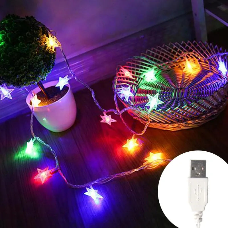 Sterren LED Kerstverlichting – Decoratieve Lichtslinger voor Binnen en Buiten