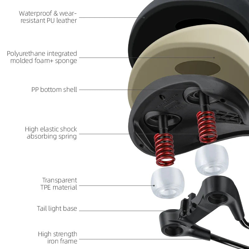 Comfortabele Schokabsorberende Fietszadel met Hol Ontwerp, Waterdichte Fietsstoel voor Verbeterde Rijervaring