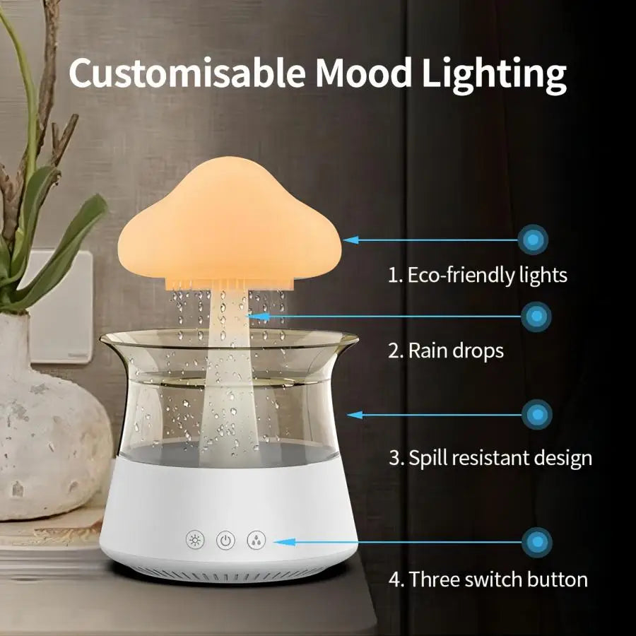 AquaLuxe Cloud Rain Diffuser | Creëer een rustgevende atmosfeer met kleurrijk licht