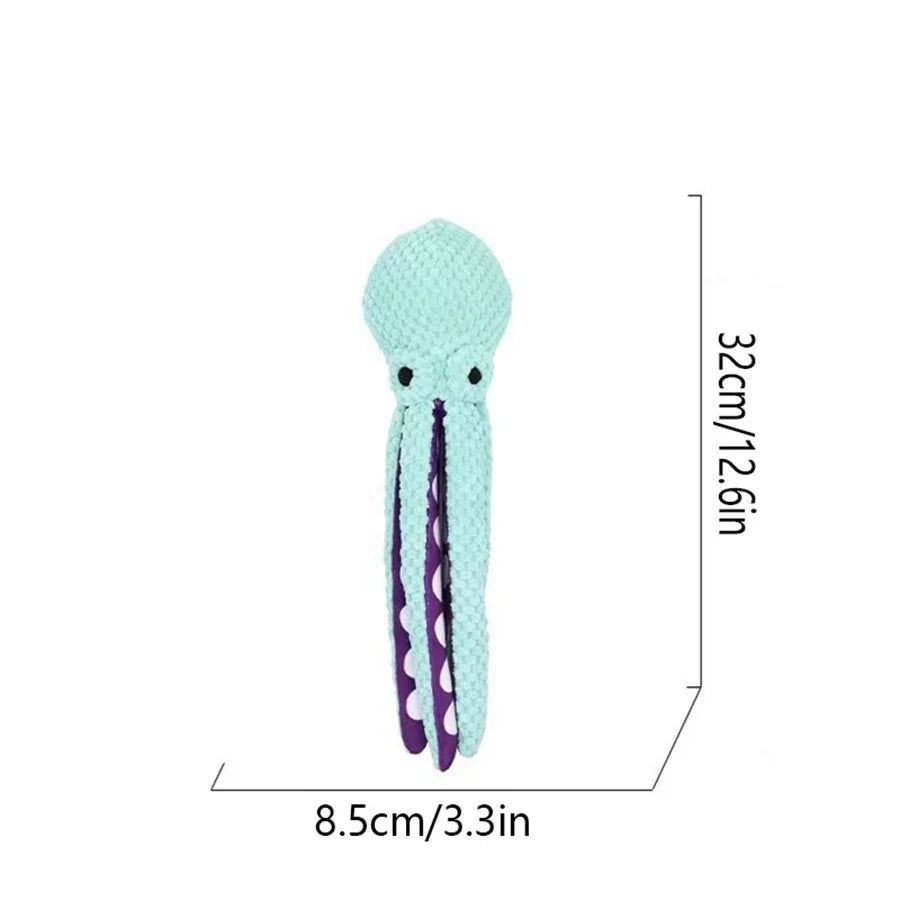 PfotenFreund Hondenspeelgoed Octopus | Met Piepfunctie | Anti-Verveling & Tandverzorging | Zacht Pluche in Blauw