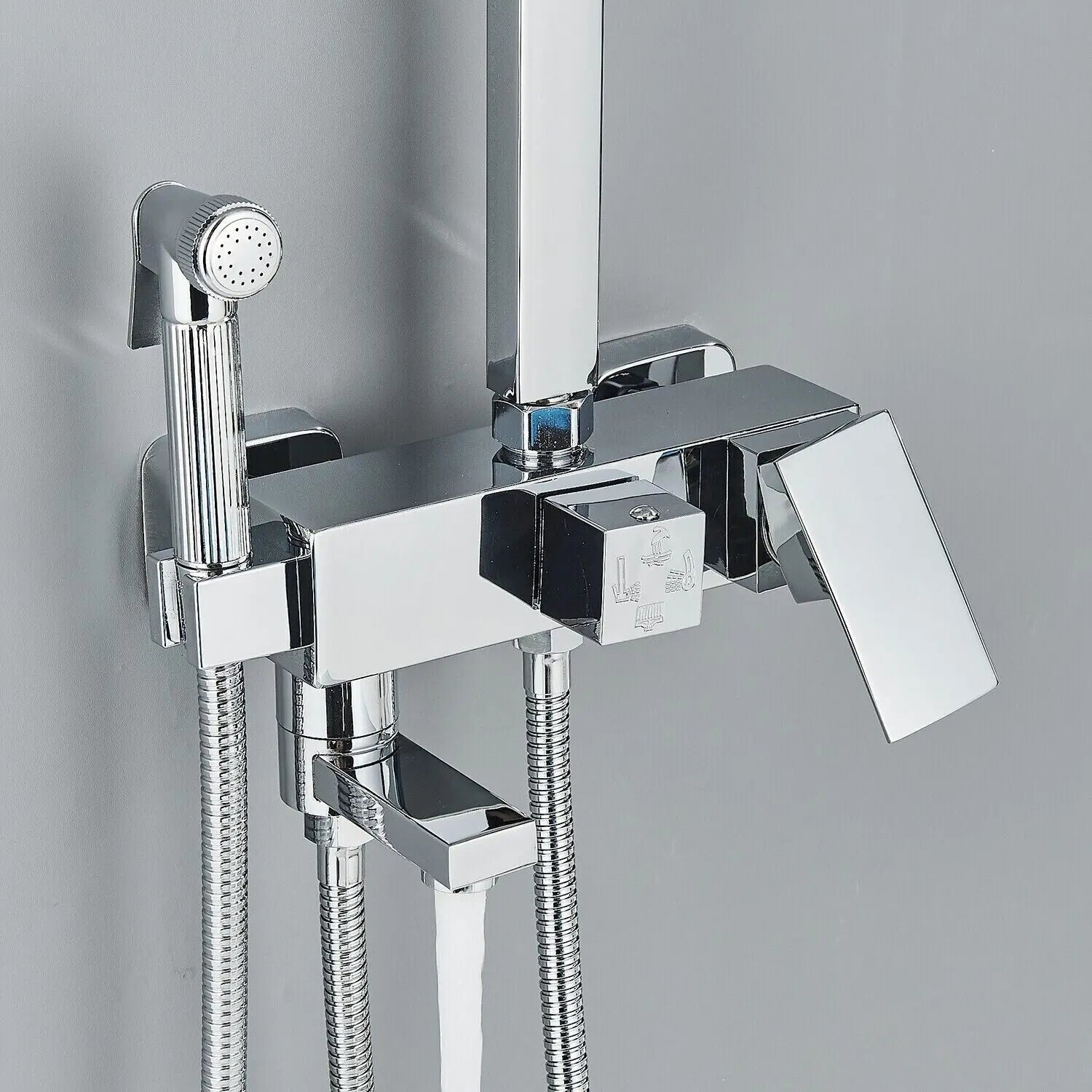 RainFlow Luxe Regendouche Set – verstelbare messing douchearmatuur met 4 functies