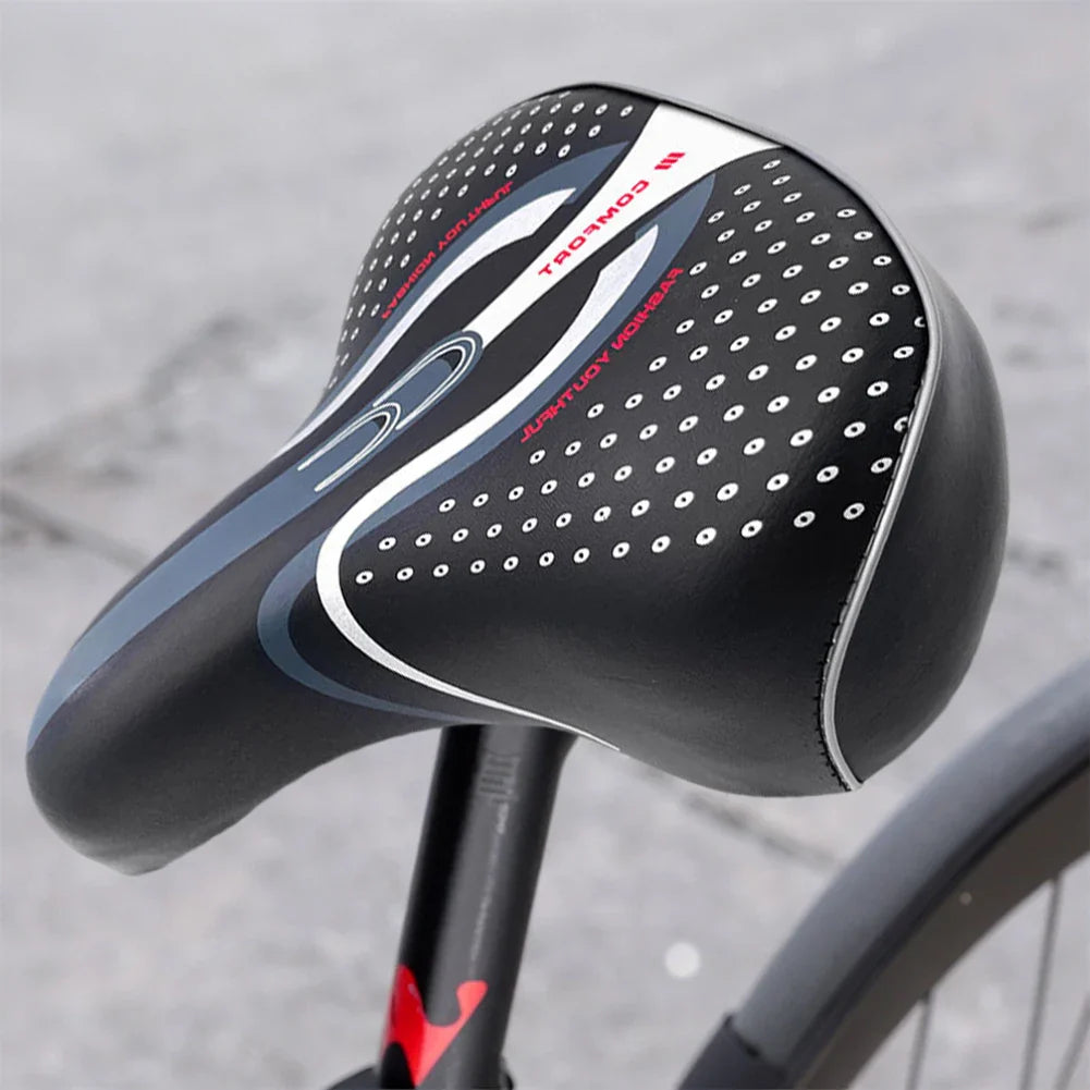 Extra Brede Comfort Fiets Zadels met Schokabsorptie - PU Leren Kussen voor Lange Afstand Fietsen