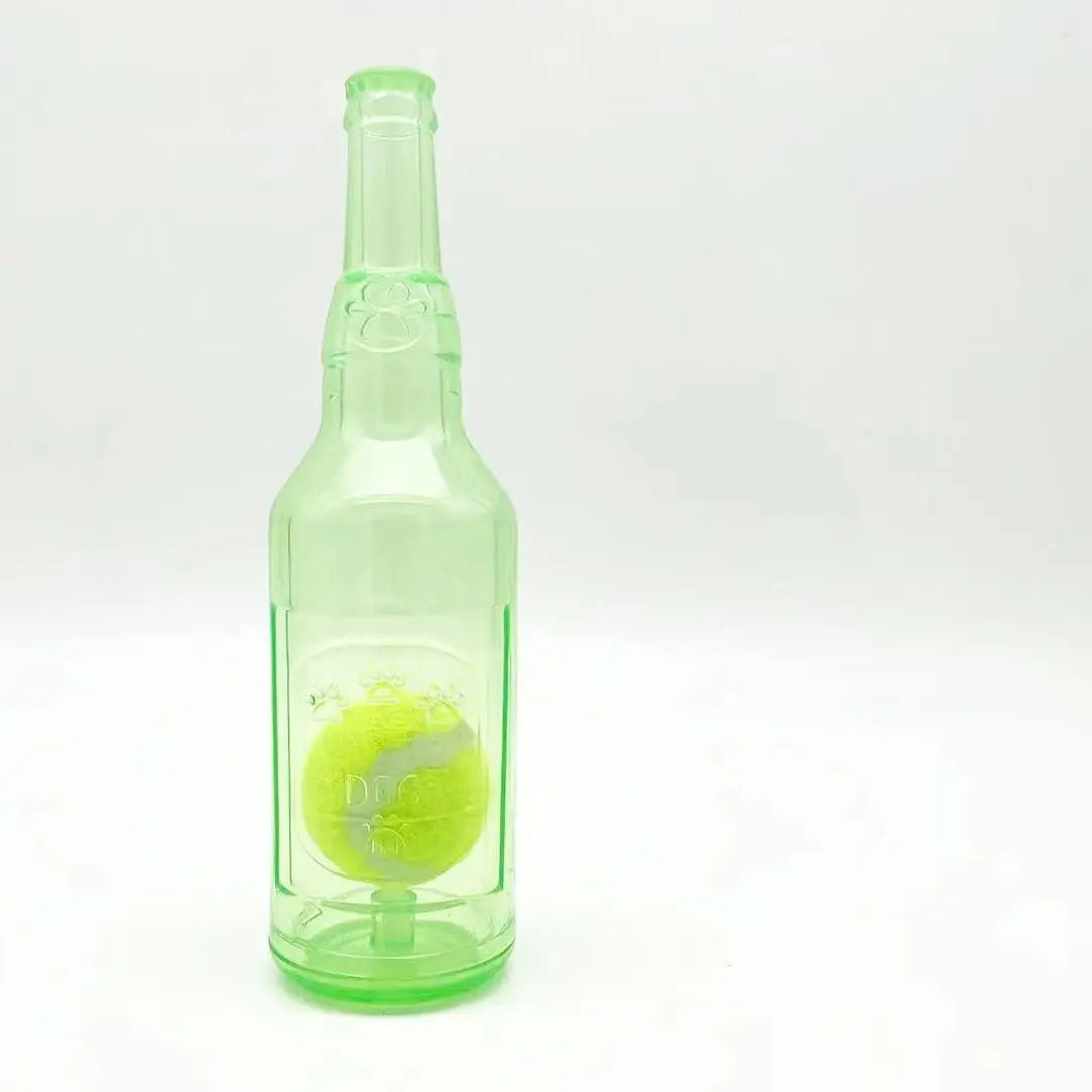 Hondenspeeltje BounceBottle | Piept & Stuitert | TPR-Rubber met Tennisbal-Design | Voor Kleine tot Grote Honden