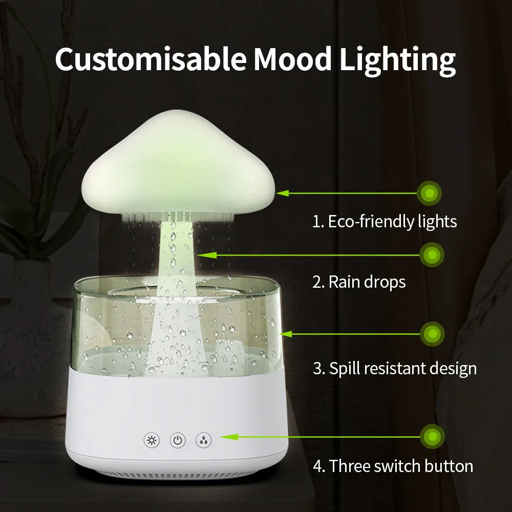 AquaLuxe Cloud Rain Diffuser | Creëer een rustgevende atmosfeer met kleurrijk licht